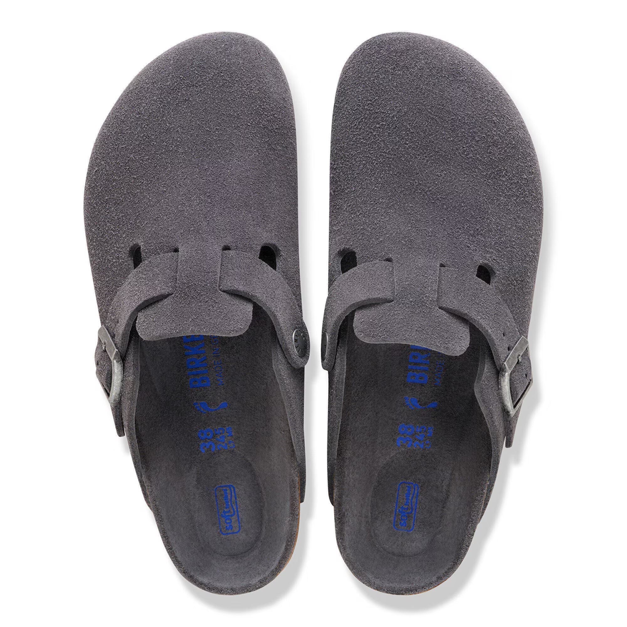 Birkenstock Men's Boston Soft Footbed Charcoal Suede