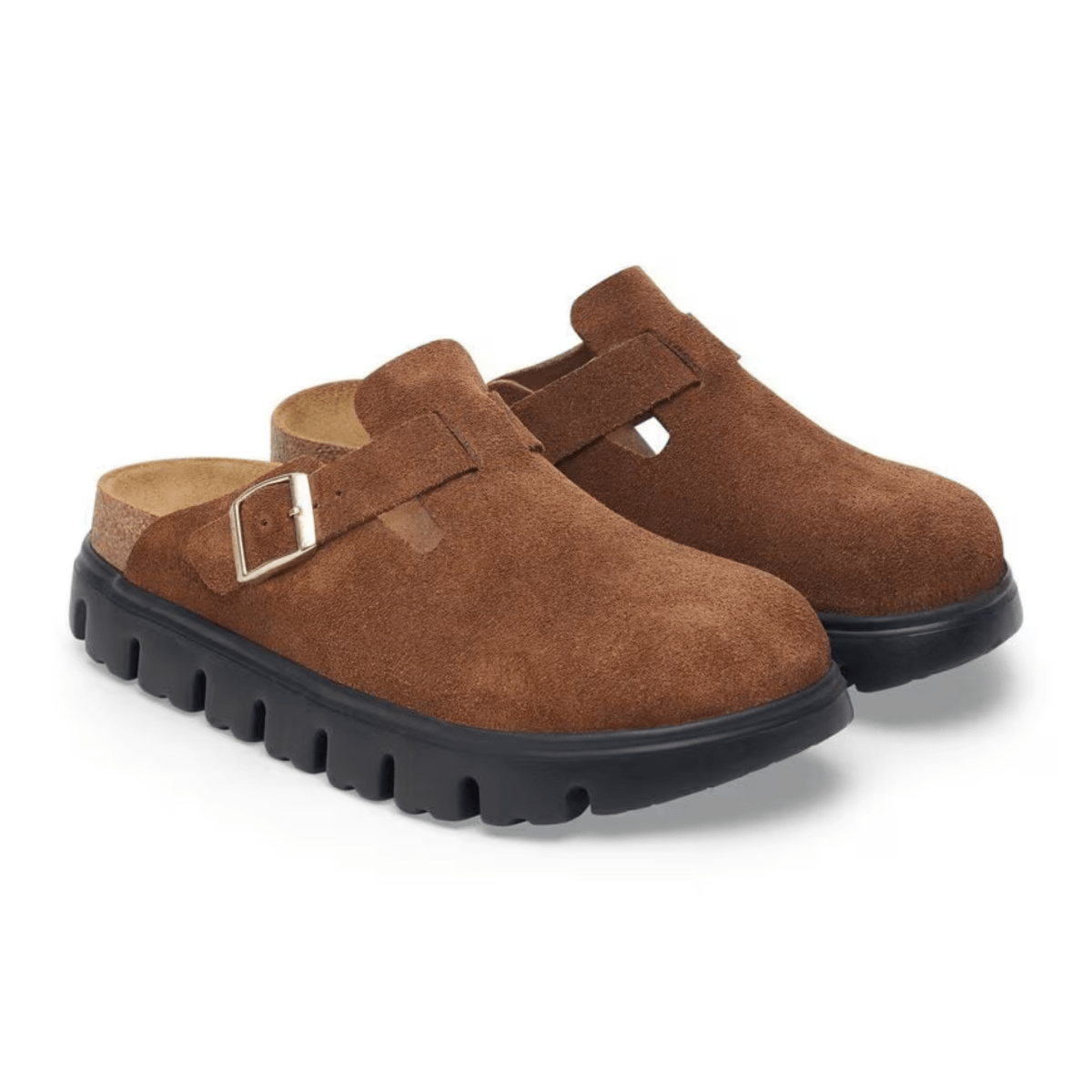 Birkenstock Women's Boston Chunky Dark Tea/Black Suede